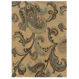 Charlton Home® Equelle Paisley Handmade Tufted Beige/Area Rug Polyester in Blue, Size 120.0 H x 96.0 W x 1.5 D in | Wayfair