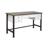 Gracie Oaks Pueblo 5 Drawer Desk Wood/Metal in Brown/Green/White, Size 31.25 H x 61.0 W x 22.0 D in | Wayfair 8C8630C2E7A8463599D7552625D8FFE9