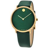 Exclusive Quartz Green Dial Green Leather Watch - Green - Movado Watches