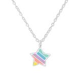 Five Little Birds Girls' Necklaces rainbow - Red & Sterling Silver Stripe Star Charm Pendant Necklace