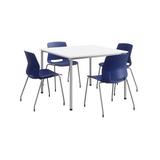 KFI Studios KFI Dailey 42" Square Dining Set, White Table; Coral Chairs Plastic/Acrylic/Wood/Metal in Gray/White, Size 31.7 H in | Wayfair