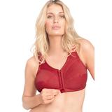 Plus Size Women's Cotton Front-Close Wireless Bra by Comfort Choice in Classic Red (Size 42 G)