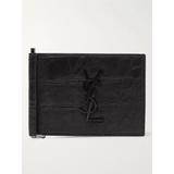 Logo-appliquéd Croc-effect Leather Bifold Cardholder With Money Clip - Black - Saint Laurent Wallets