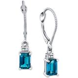 Blue Topaz (1-3/8 Ct. T.w.) & Diamond Accent Leverback Drop Earrings In 14k White Gold - Blue - Macy's Earrings