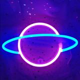 Urban Outfitters Wall Decor | Blue-Pink Planet Neon Sign For Bedroom Wall -New | Color: Blue/Pink | Size: Os