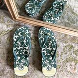Tory Burch Shoes | Tory Burch Evergreen Floral Platform Flip Flops | Color: Green | Size: 8