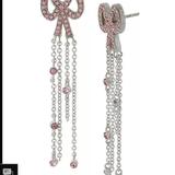 Coach Jewelry | Brand New Coach Pave Bow Fringe Earrings Retail Price $125 | Color: Pink/Silver | Size: Os