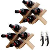 Loon Peak® Alson 2 Pack Rustic Wooden Wine Bottle Display Rack Holder Stand For Countertop Or Table Corner in Black/Brown/White | Wayfair