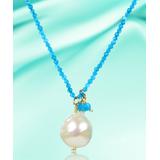 V3 Jewelry Women's Necklaces Blue, - Freshwater Cultured Pearl & Turquoise Adjustable Pendant Necklace