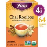 Yogi Tea, Herbal Tea Bags, Chai Rooibos Tea, Warming and Spicy-Sweet, 16 Ct Tea Bags, Pack of 4