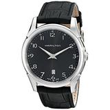 Hamilton Men's H38511733 "Jazzmaster" Stainless Steel Watch with Black Leather Band