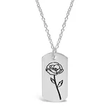 Sterling Forever Birth Flower Necklace-[August/poppy], Silver