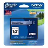 Brother Black Print on Clear label Tape for P-Touch, Multi