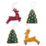 Holiday Fantasy,'Artisan Crafted Metal Ornaments (Set of 4)'