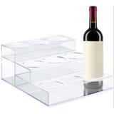 Prep & Savour Acrylic Bottle Holder | Wine Display Riser | 9 Bottles, 3 Tier Rack | Bar Counter-Top Display Stand | Wine Rack Holder For Kitchen
