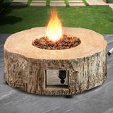 Loon Peak® Exterior Faux Stone Propane Fire Pit Stone in Brown/Gray, Size 10.01 H x 28.01 W x 28.01 D in | Wayfair E74030715E824DC586089443C423429D