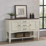 Rosalind Wheeler Merrick Sideboard w/ Large Display Shelf | 3 Drawers 2 Storage Cabinets | Antique White & Chestnut Wood in Brown | Wayfair