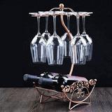 Rosdorf Park Ashayla Tabletop Wine Rack & Stemware Holder Holds Bottle & Glasses Freestanding Countertop Wine Glass Display Rack in Brown | Wayfair