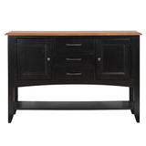 Rosalind Wheeler Merrick Sideboard w/ Large Display Shelf | 3 Drawers 2 Storage Cabinets | Antique White & Chestnut Brown Wood | Wayfair in Red/Black