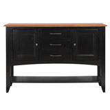 Rosalind Wheeler Merrick Sideboard w/ Large Display Shelf | 3 Drawers 2 Storage Cabinets | Antique White & Chestnut Brown Wood | Wayfair in Red/Black