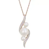 "Stella Grace 10k Rose Gold Freshwater Cultured Pearl & 1/8 Carat T.W. Diamond Drop Swirl Necklace, Women's, Size: 17"", White"