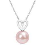 "Stella Grace 10k White Gold Dyed Pink Freshwater Cultured Pearl & Diamond Accent Heart Drop Necklace, Women's, Size: 17"""