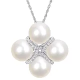 "Stella Grace 10k White Gold Freshwater Cultured Pearl & 1/7 Carat T.W. Diamond Necklace, Women's, Size: 17"""