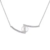 "Stella Grace Freshwater Cultured Pearl & Lab-Created White Sapphire Bypass Necklace, Women's, Size: 18"""