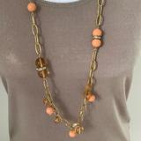 J. Crew Jewelry | J. Crew Peach Amber Rhinestone Necklace | Color: Orange/Yellow | Size: 18 In. Drop