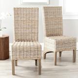 Rosalind Wheeler Zali 19"H Rattan Side Chair Upholstered/Wicker/Rattan, Linen in Brown, Size 41.0 H x 19.0 W x 22.0 D in | Wayfair