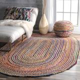 Red Area Rug - Bungalow Rose Lovetto Bohemian Handmade Braided Rug Cotton/Jute & Sisal in Red, Size 60.0 W x 0.5 D in | Wayfair BNGL6228 32724041