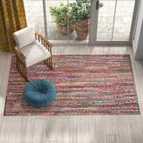 Red Area Rug - Bungalow Rose Lovetto Bohemian Handmade Braided Rug Cotton/Jute & Sisal in Red, Size 72.0 W x 0.35 D in | Wayfair BNGL6228 45630284