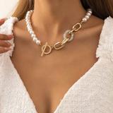 Free People Jewelry | 14k Gold Plated Pearl Choker Necklace Chain Necklace | Color: Gold | Size: Os