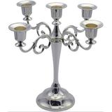 Rosdorf Park 5-Candle Metal Candelabra 10.6 Inch Tall Candle Holder Wedding Event Candelabra Candle Stand (Silver) Metal in Gray | Wayfair