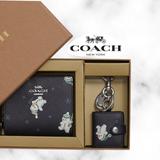 Coach Bags | Coach Boxed Snap Wallet And Picture Frame Bag Charm With Snowman Print | Color: Black/Silver | Size: Os