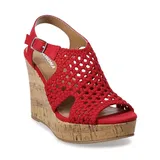 SO Taffy Women's Wedge Sandals, Size: Medium (9), Light Red