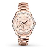 Bulova Women's Quartz Diamond Accents Rose Gold-tone 36mm Watch 98r178