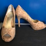 Nine West Shoes | 9 West Cork Peep Toe Platform Pumps | Color: Tan | Size: 6.5