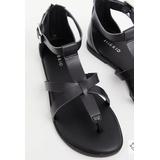Torrid Shoes | Black Faux Leather T-Strap Gladiator Sandal (Ww) | Color: Black | Size: Various