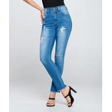 Blue Turtle Women's Denim Pants and Jeans Medium - Medium Blue Distressed Super-Stretch Bootcut Jeans - Juniors