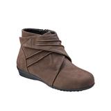 Haband Euro-Flex by Beacon Womens Ruched Ankle Boots with Side Zip, Brown, Size 9 Medium, M