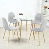 Corrigan Studio® Modern Dining Room Table Set 5 Pieces, Round Glass Dining Table Set For 4 Persons, Size 29.5 H in | Wayfair