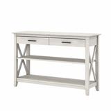 Bush Key West Console Table with Drawers and Shelves Linen White Oak - KWT248LW-03