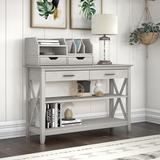 Key West Console Table with Storage and Desktop Organizers Linen White Oak - KWS028LW