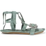 Buckle-detailed Suede Sandals - Green - Acne Flats