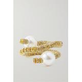 PEARL OCTOPUSS.Y - Snake Convertible Gold-plated, Crystal And Faux Pearl Bracelet - one size