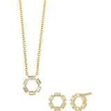 Getty 18k Yellow Gold Baguette Circle Of Life Earrings & Necklace Set - Metallic - Bony Levy Necklaces