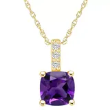 "Alyson Layne 14k Gold Cushion Amethyst & Diamond Accent Pendant Necklace, Women's, Size: 18"", Purple"