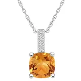 "Alyson Layne 14k White Gold Cushion Citrine & Diamond Accent Pendant Necklace, Women's, Size: 18"", Orange"