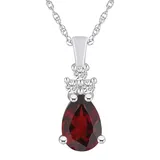 "Alyson Layne 14k White Gold Pear Shape Garnet & 1/6 Carat T.W. Diamond Pendant Necklace, Women's, Size: 18"", Red"